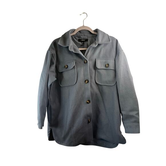 Forever 21 Blue Womens Long Sleeve Collared Top Size Small - Picture 1 of 4